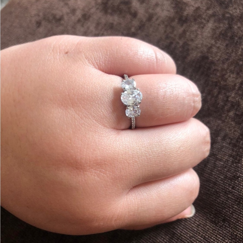 Gorgeous sparkling ring with 3 center CZ stones